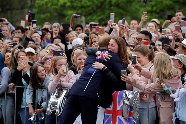 A 19-year-old girl was overcome with emotion about getting a hug from the Duke of Sussex.