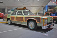 <p>There’s no mistaking this replica of the iconic Family Truckster from the <em>National Lampoon’s Vacation</em> movie. As the fake advert put it, “<strong>Twice the headlights. Four times the woodgrain</strong>”. Resplendent in metallic pea paint, the original was based on a 1979 Ford LTD Country Squire. We love the detail in this recreation, right down to the Lou Glutz Motors license plate.</p>