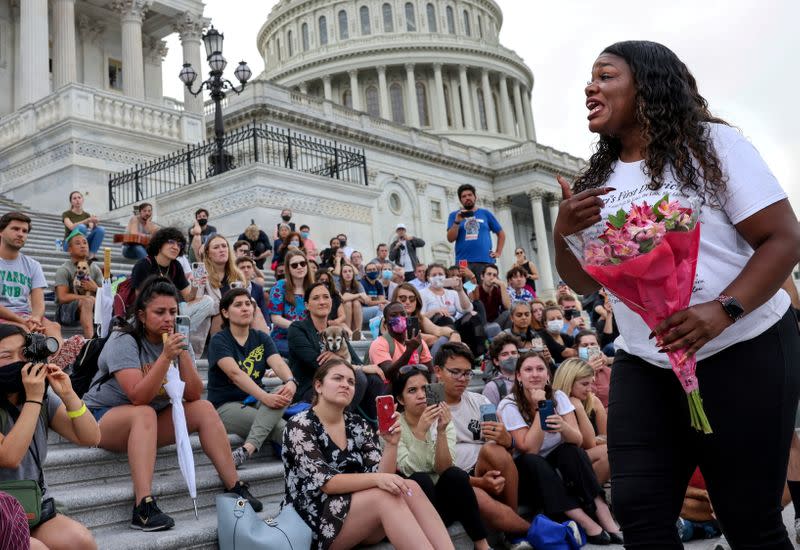 FILE PHOTO: Members of Congress celebrate the decision on eviction moratorium in Washington