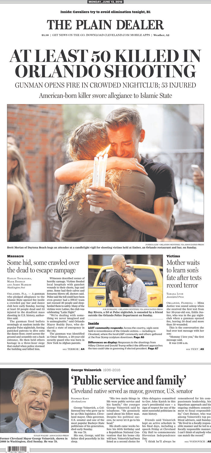 <p>The Plain Dealer<br> Published in Cleveland, Ohio USA. (newseum.org) </p>