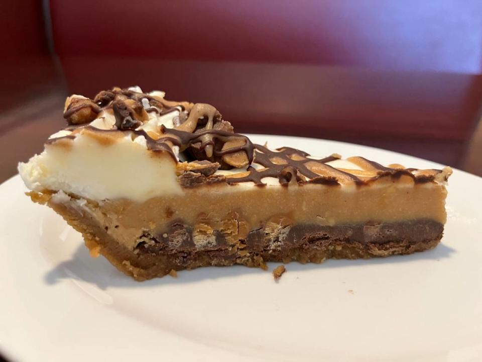 The chocolate peanut butter pie at Miki’s Restaurant in Matthews.