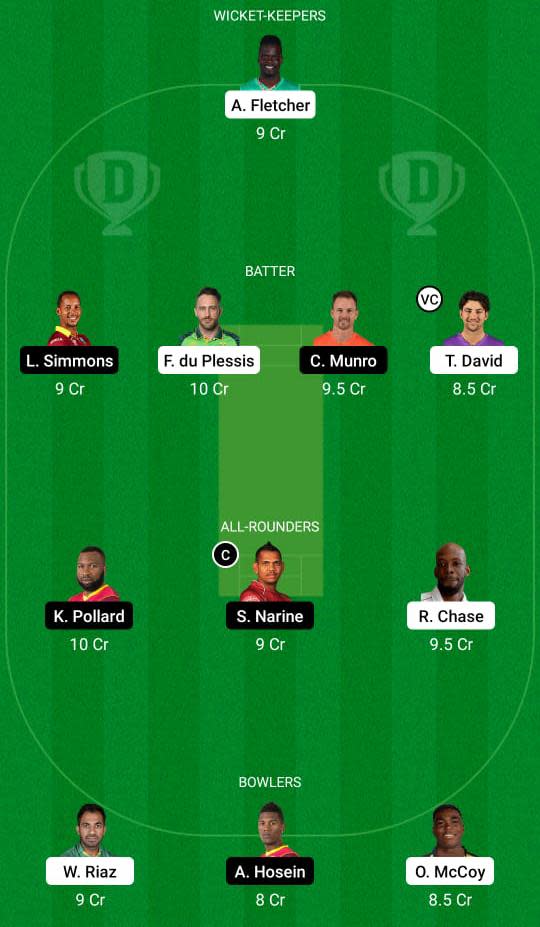 SLK vs TKR Dream11 Prediction Fantasy Cricket Tips Dream11 Team Hero CPL 2021