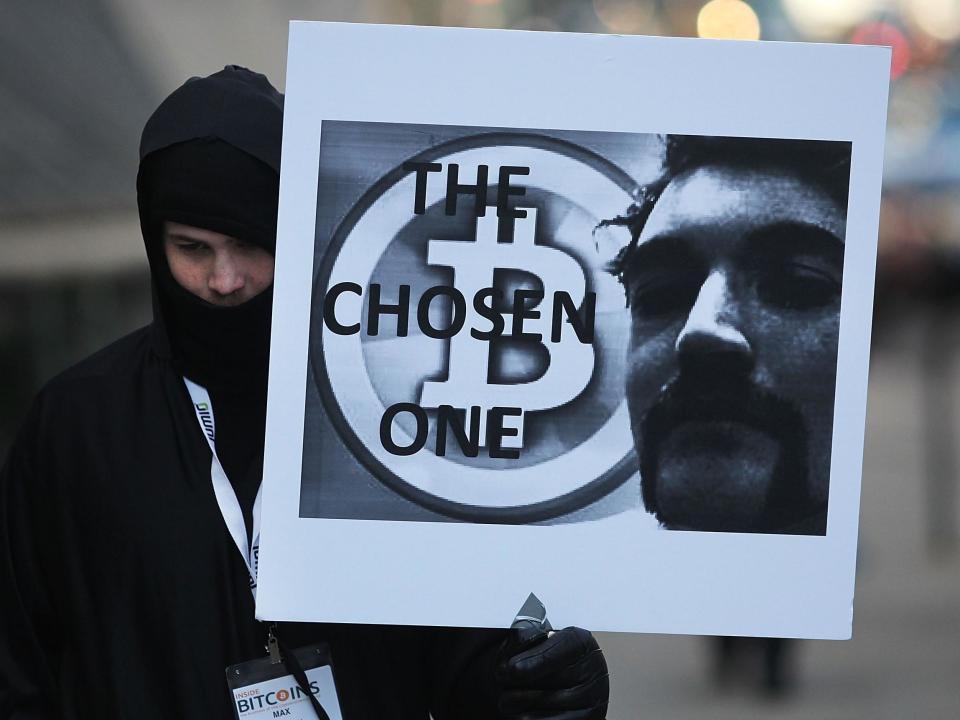 A supporter of Ross Ulbricht in front of a New York court house during the Silk Road founder's trial on 13 January, 2015: Getty Images