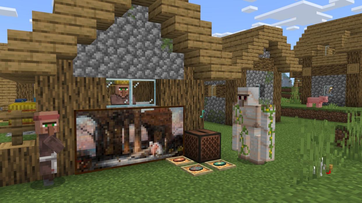  Image of new paintings and music in Minecraft. 