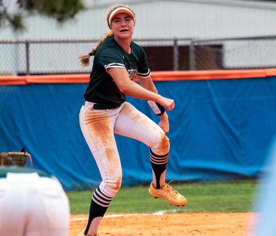 Melbourne's Ally Turner reacts after the final out in the Bulldogs' 2-0 victory over Bartow in the Class 6A, Region 3 final at Bartow.