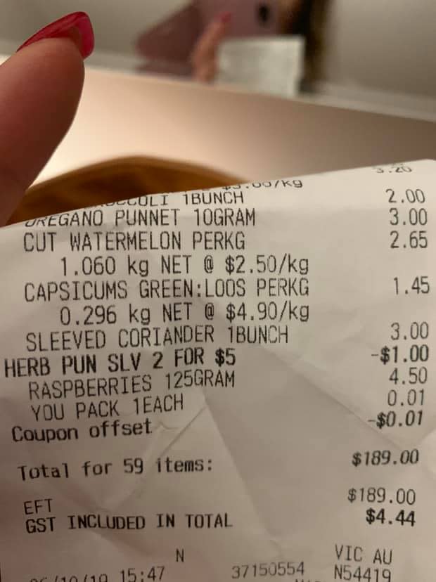 Nadine's Coles receipt. Source: Mums Who Budget & Save