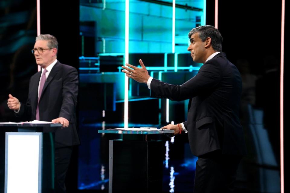 Rishi Sunak and Sir Keir Starmer went head to head in a TV debate on Wednesday (Jonathan Hordle/ITV) (PA Media)