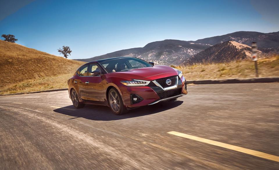 <p>We can't help wondering why the Maxima didn't inherit <a rel="nofollow noopener" href="https://www.caranddriver.com/news/a23344005/2019-nissan-altima-vc-turbo-fuel-economy/" target="_blank" data-ylk="slk:the Altima's new variable-compression turbo four-cylinder;elm:context_link;itc:0;sec:content-canvas" class="link ">the Altima's new variable-compression turbo four-cylinder</a> engine or its optional all-wheel drive.</p>