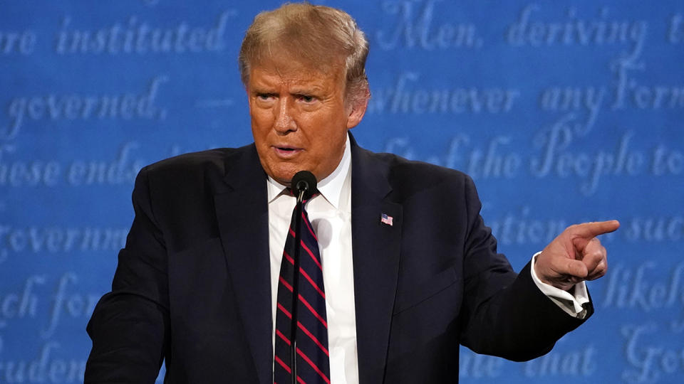 President Donald Trump speaks during the first presidential debate with Democratic presidential candidate former Vice President Joe Biden Tuesday, Sept. 29, 2020, at Case Western University and Cleveland Clinic, in Cleveland. (Julio Cortez/AP)