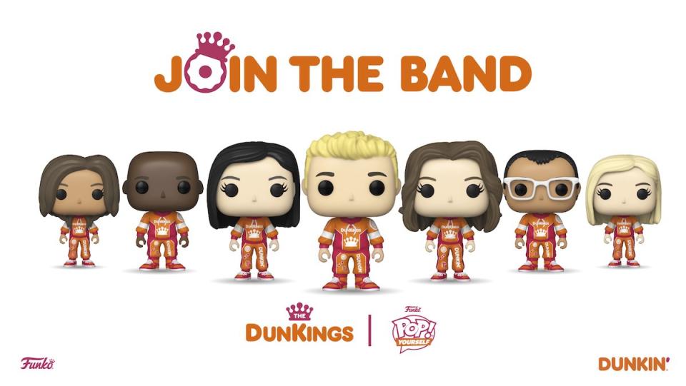 A line of different DunKings Funko Pop figures