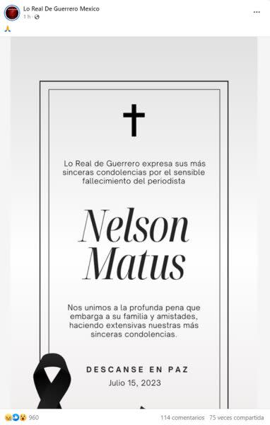 esquela asesinato periodista nelson matus