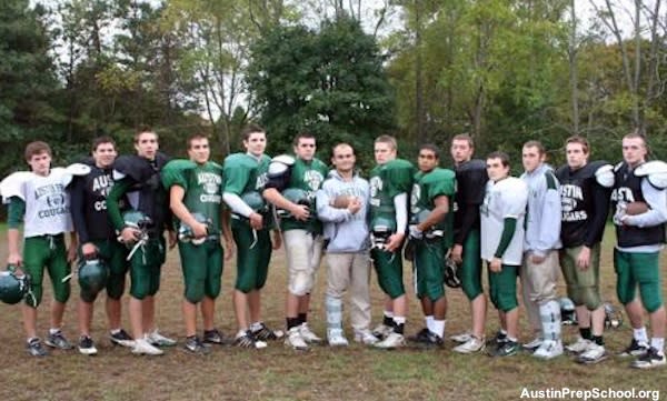 The Austin Prep football team from Reading, Mass.