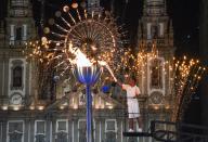 <p>14 year-old Brazilian athlete Jorge Alberto Gomes lit the cauldron at Candelaria Church with the Olympic torch.</p>