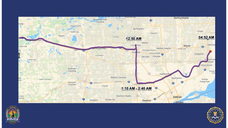 Lansing Police Department and FBI Detroit developed a possible route Rashad Trice drove in southeast Michigan when he allegedly kidnapped Wynter Cole Smith on July 2, 2023.
