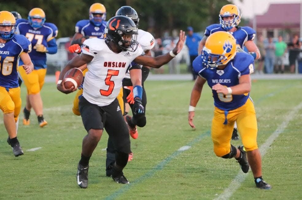 Southwest Onslow's Darrold Dorsey (5) in a game against Richlands.