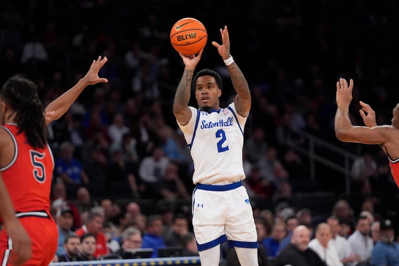 Seton Hall's Al-Amir Dawes (2) shoots during the first half of an NCAA college basketball game against St. John's in the quarterfinal round of the Big East Conference tournament, Thursday, March 14, 2024, in New York. | Frank Franklin II