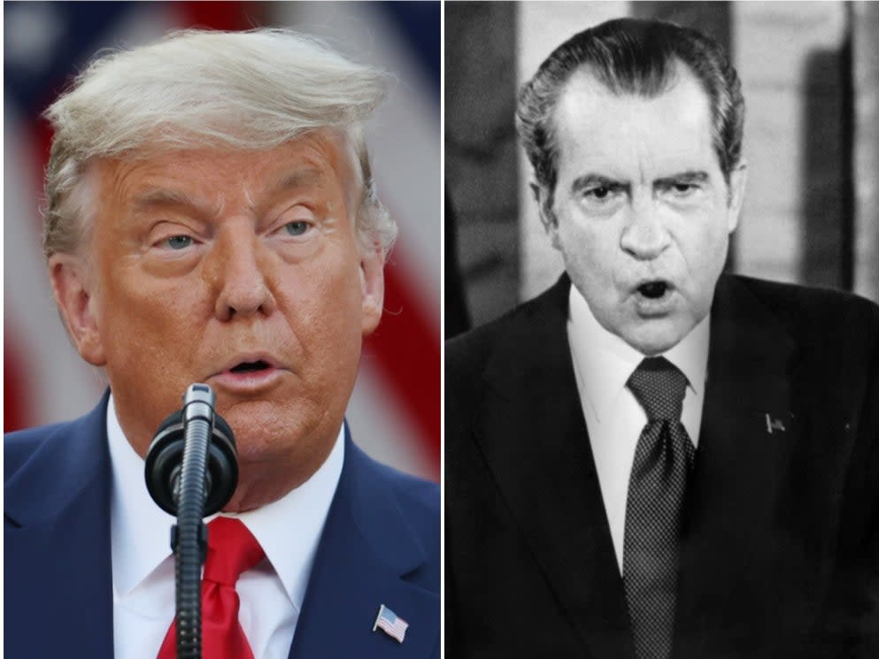 <p>President Donald Trump (left) and former US President Richard Nixon (right)</p> ((Getty Images))