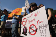 <p>Local politicians, activists and others participate in a protest in Union Square to support a woman’s right to choose and to denounce President Donald Trump’s selection of Brett Kavanaugh as his nomination to the Supreme Court on July 10, 2018 in New York City. (Photo: Spencer Platt/Getty Images) </p>