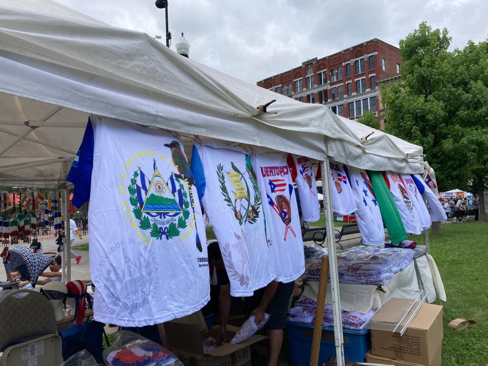 Colorful merchandise for sale included T-shirts, flags and everything Latino at the Latin American Festival Saturday in Worcester.