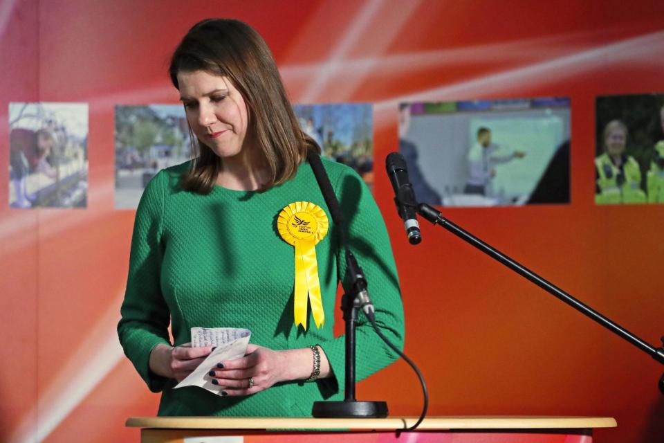 Jo Swinson began Thursday night hoping to be PM, and ended it no longer an MP (PA)