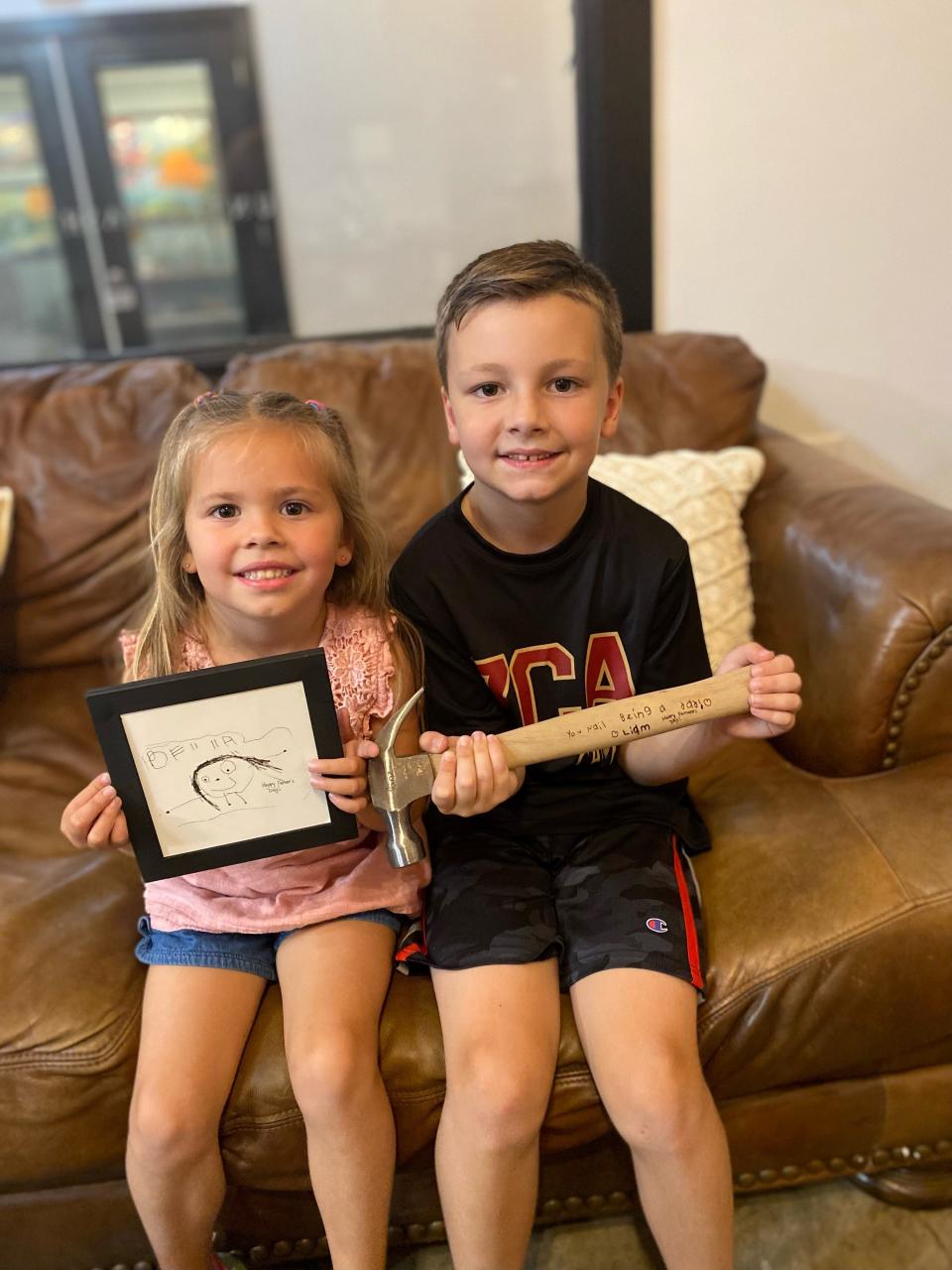 Allison Winnie brought her kids (right) Liam, 7, and Bella, 4, into The Factory in Columbia, brimming with excitement to make their dad a unique gift for his special day.