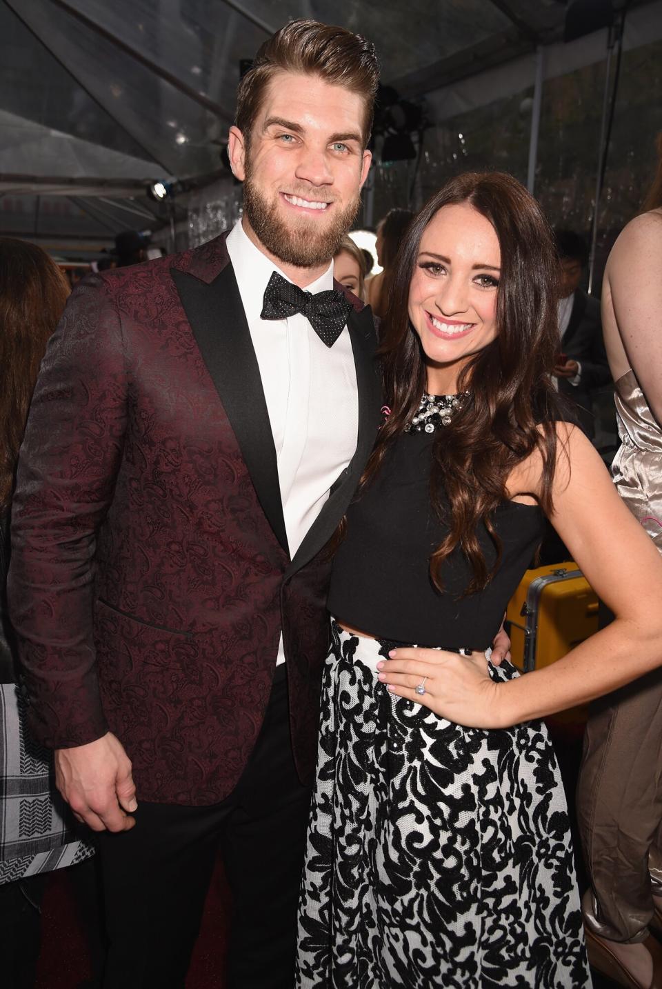Bryce Harper and Kayla Varner attend the 2016 American Music Awards at Microsoft Theater on November 20, 2016 in Los Angeles, California