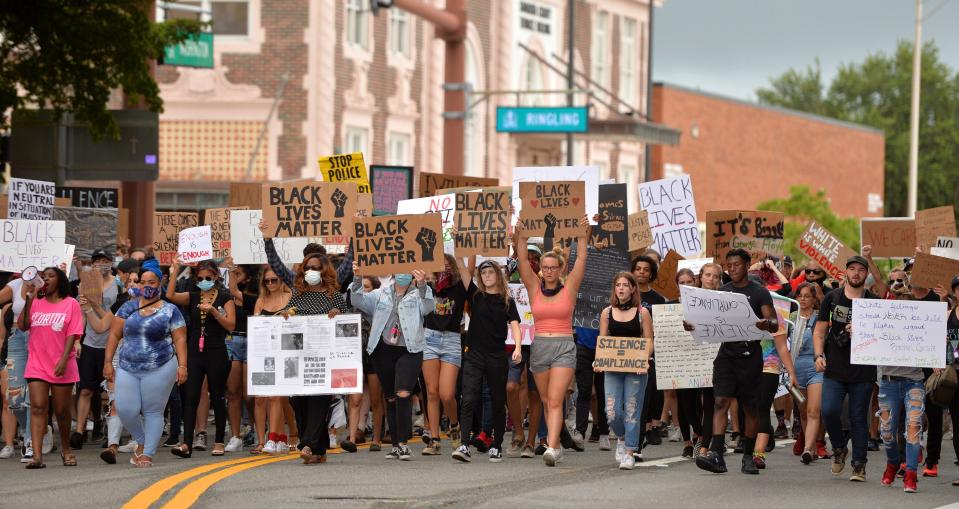 Black Lives Matter protesters march north on U.S. 301 in June 2020.