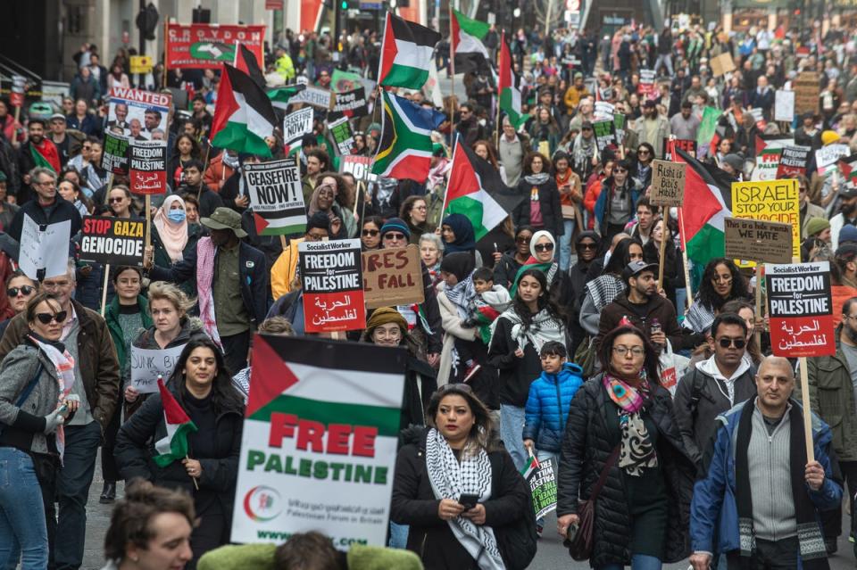 The chair of the Islamic Human Rights Commission said Mr Gove’s move shows the government- not the Palestine protestors- are the ‘real threat to democracy’ (Getty Images)