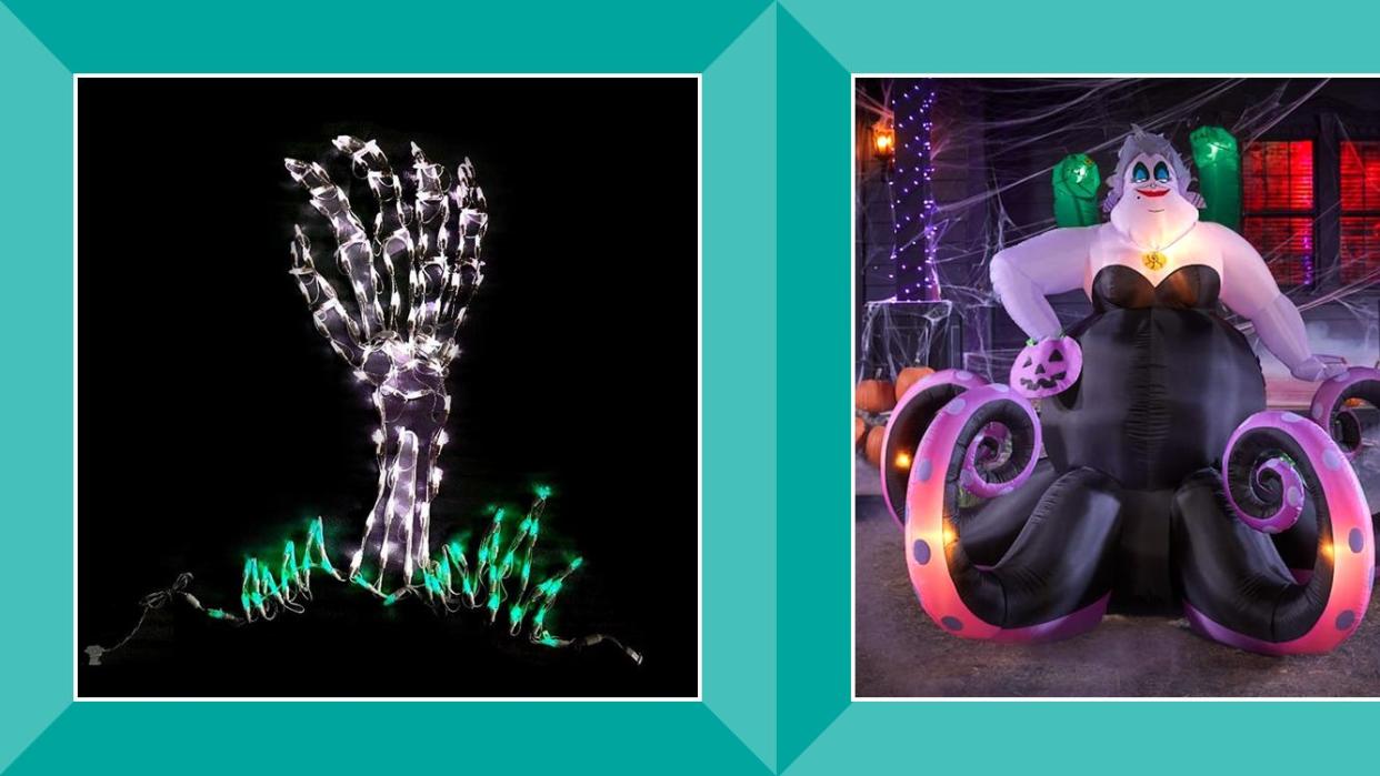 led skeleton hand halloween yard decoration, ursula inflatable yard decor