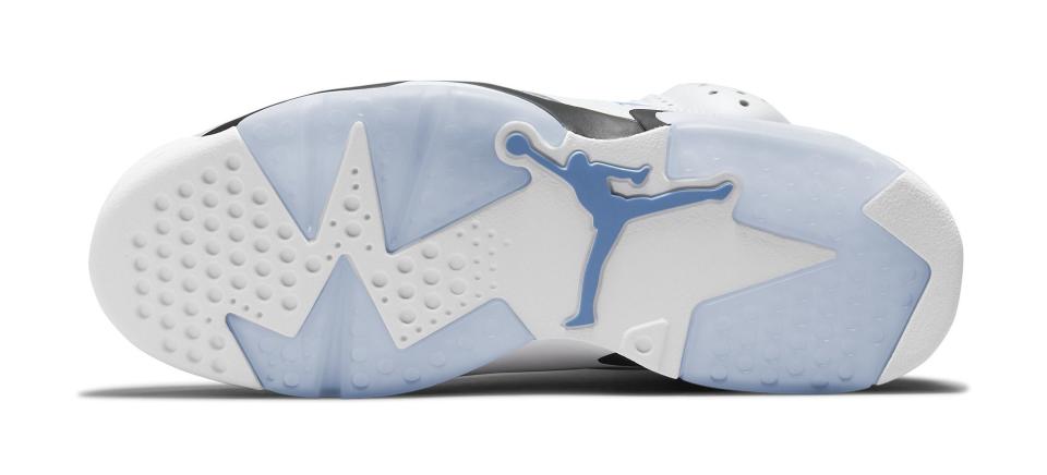 The outsole of the Air Jordan 6 “University Blue.” - Credit: Courtesy of Nike