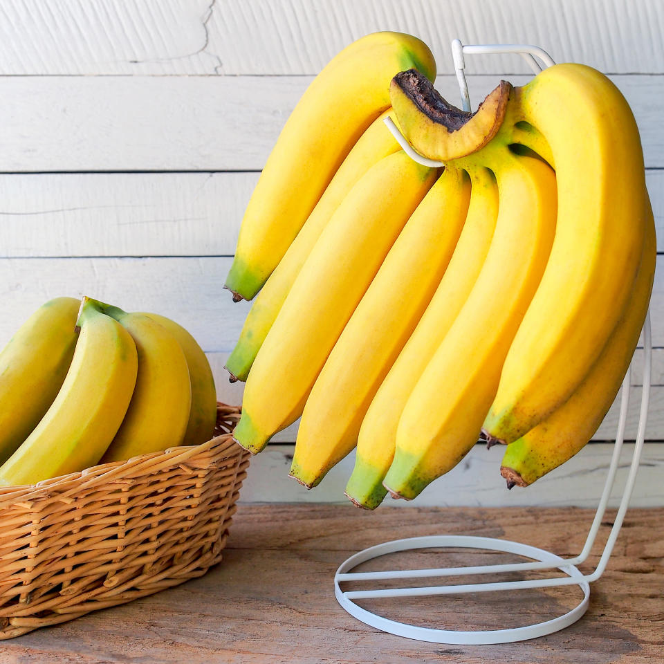 Close-Up Of Bananas With Basket On Table (Getty Images stock)