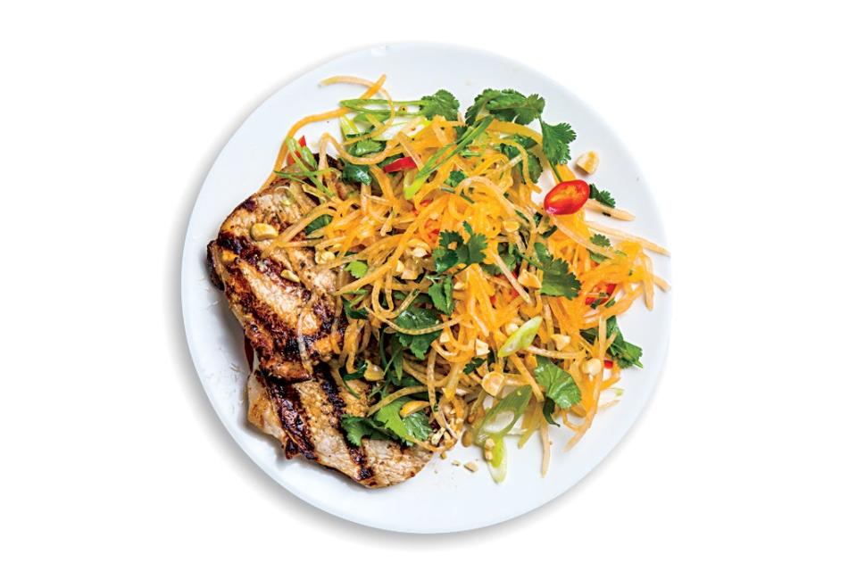 Pork Cutlets with Cantaloupe Salad