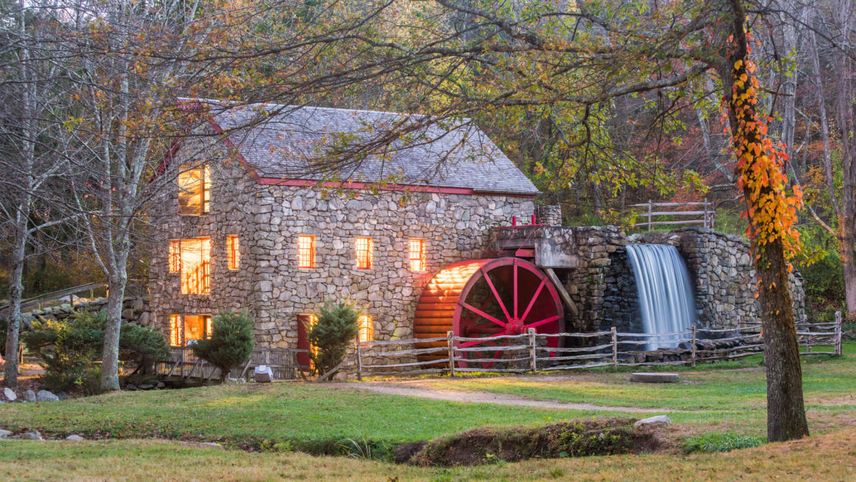 old mill at night in the fall - Image.