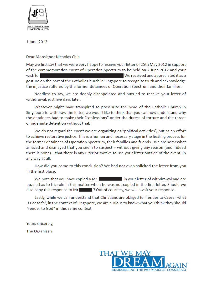 The response that Function 8 sent to Archbishop Nicholas Chia. (Click for larger version)