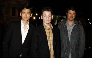 John Cho , Anton Yelchin and Karl Urban at the Los Angeles premiere of Paramount Pictures' Cloverfield