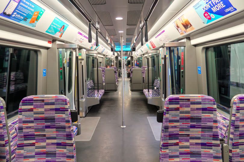 Interior of an Elizabeth Line train in London