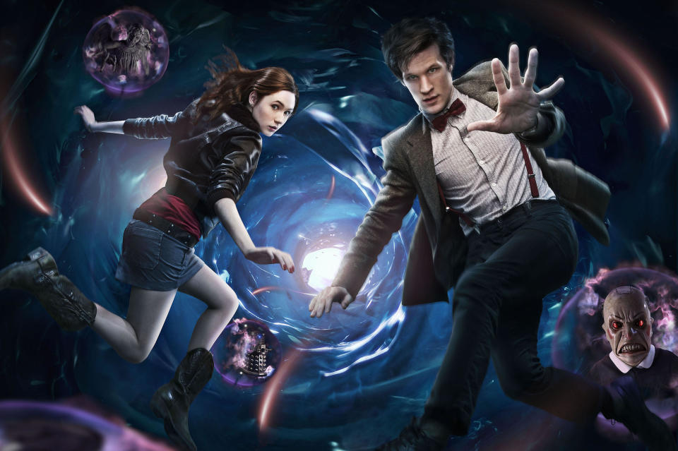 Karen Gillan and Matt Smith appear to float through space in a promotional still for Doctor Who. (BBC/Alamy)