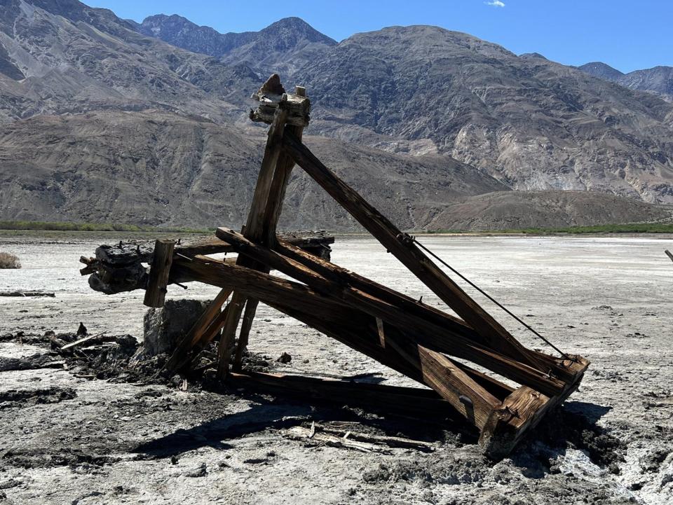 A 113-year-old salt tram tower at the Death Valley National Park was toppled when a visitor used it to pull their vehicle out of the mud on April 19, 2024.