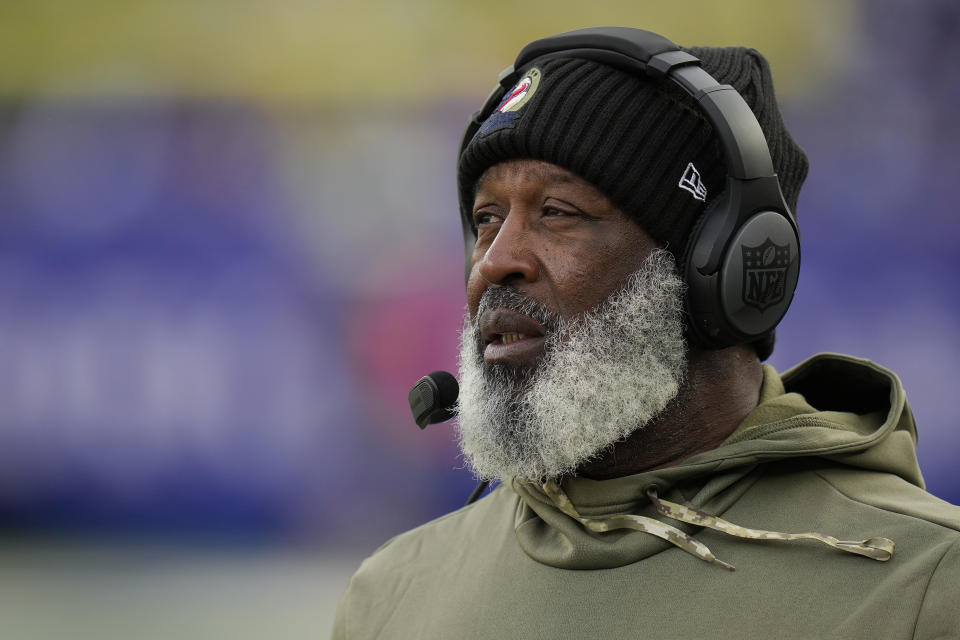 Houston Texans head coach Lovie Smith watches play from the sidelines against the New York Giants during the second quarter of an NFL football game, Sunday, Nov. 13, 2022, in East Rutherford, N.J. (AP Photo/Seth Wenig)