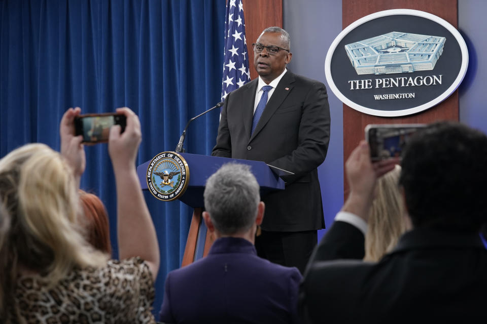 Defense Secretary Lloyd Austin speaks during a briefing at the Pentagon in Washington, Thursday, Oct. 27, 2022. (AP Photo/Susan Walsh)