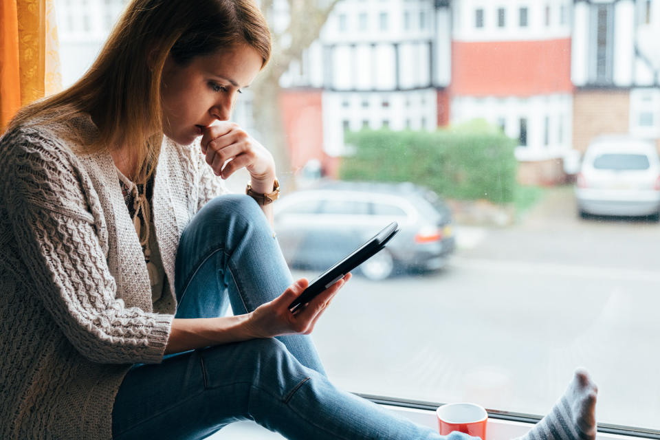 woman on her phone