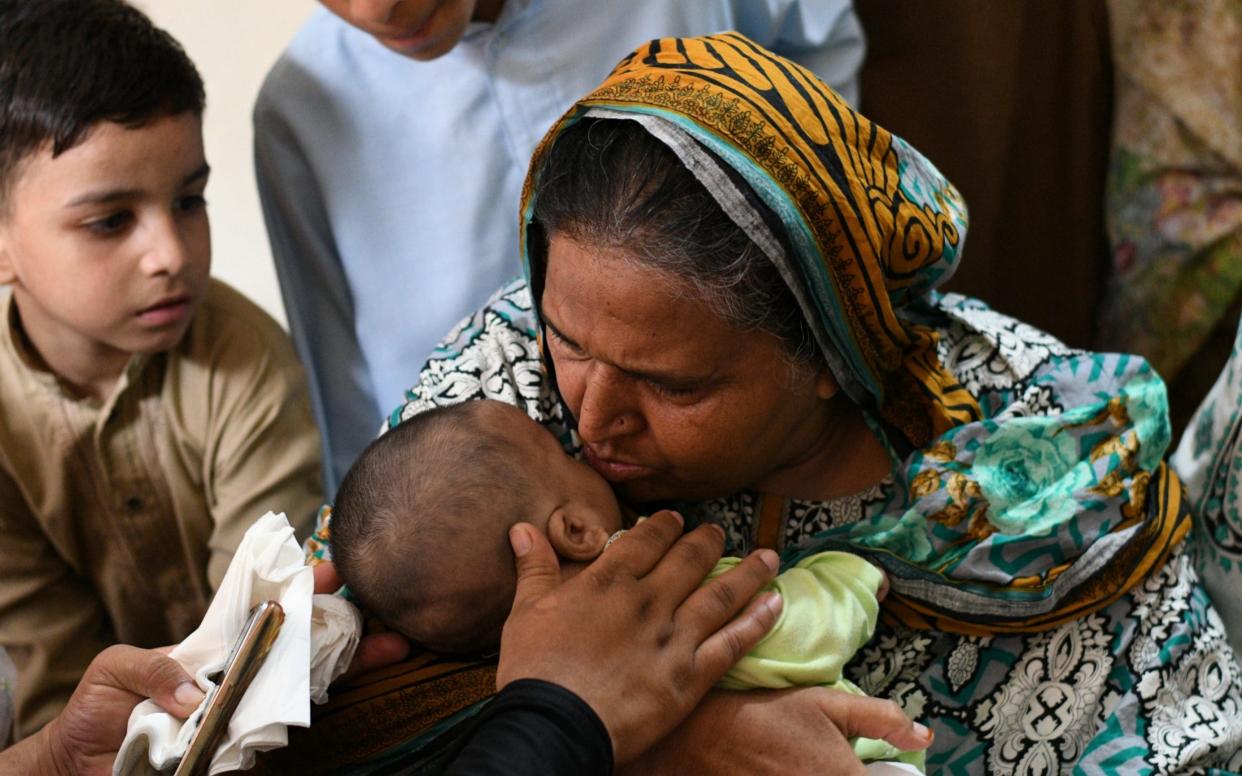 Nahid Akhtar is able to see her granddaughter, Savira, for the first time after having a cataract operation - Sightsavers