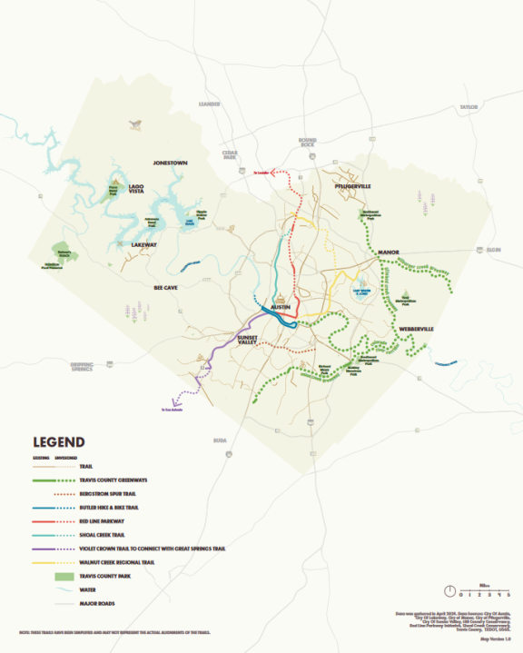 This map shows where the trail extensions will be located (Courtesy: Travis County Parks Foundation).