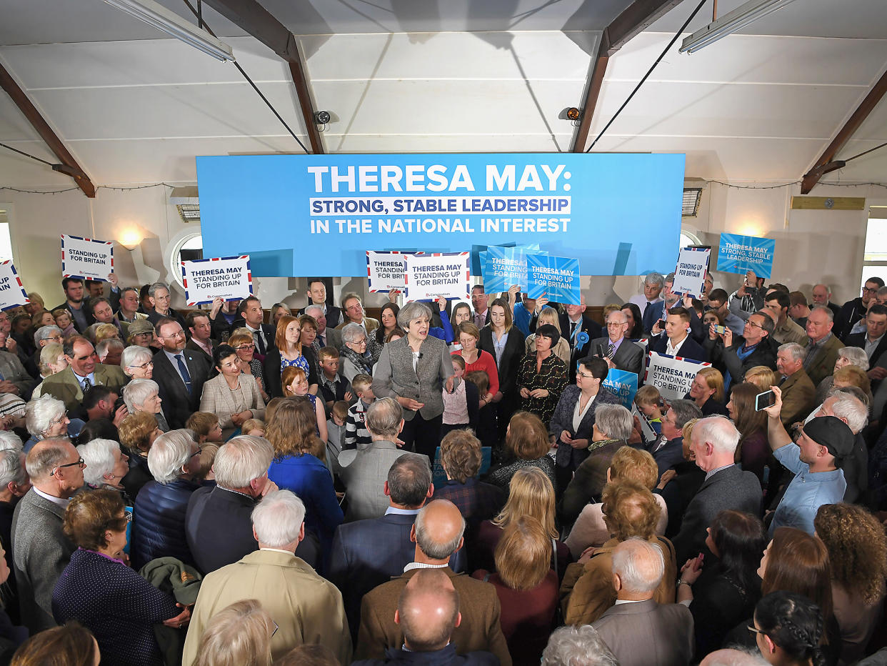 Theresa May made her first appearance in Scotland of the election campaign so far: Getty