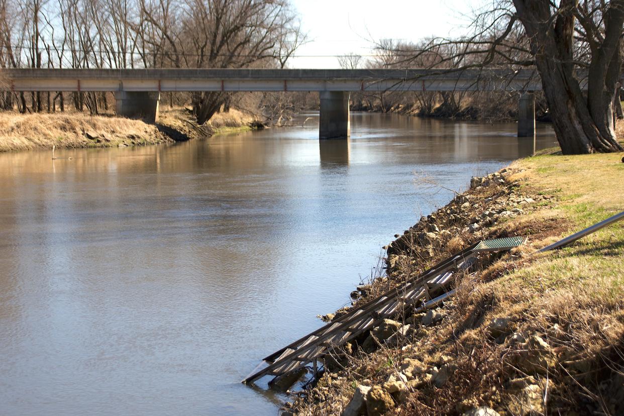 The Pecatonica River near First and Washington streets in Pecatonica, seen here Friday, March 15, 2024, is about eight to 10 feet deep.