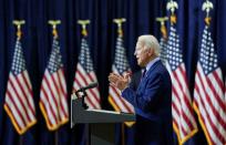 Democratic U.S. presidential nominee Biden discusses Trump economy during coronavirus pandemic in Wilmington, Delaware