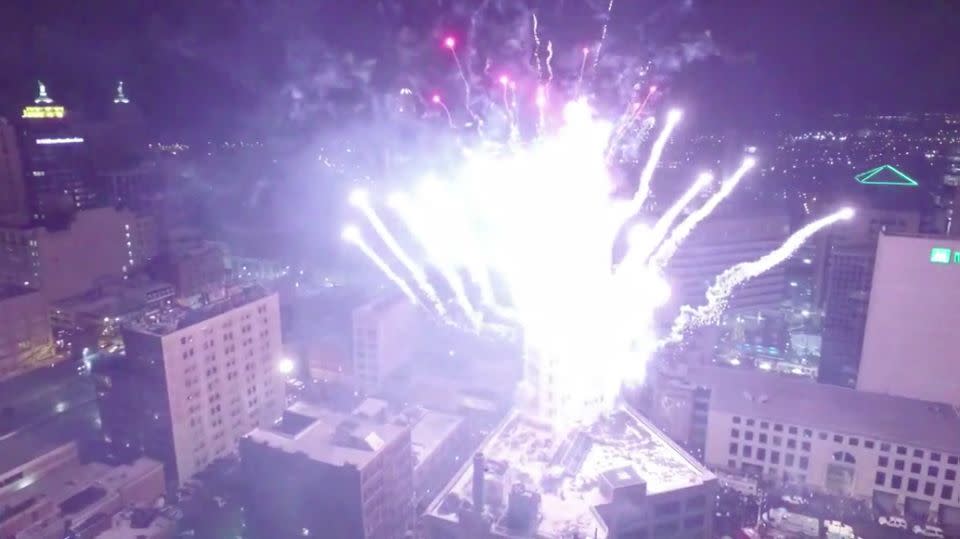 The celebrations were impressive from the view of the drone. Photo: LiveLeak