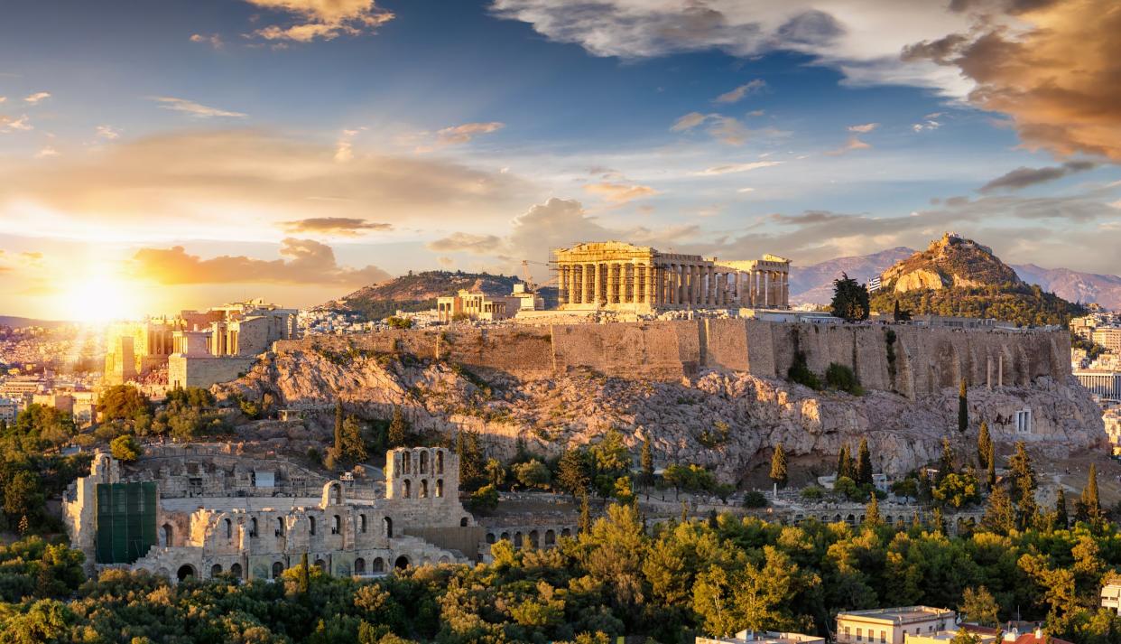 The Acropolis of Athens, Greece at sunrise in summer.