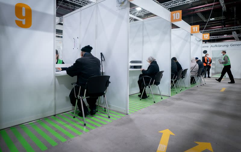 COVID-19 vaccination centre at a former ice stadium in Berlin