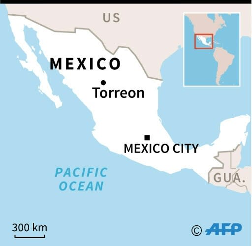 Map of Mexico locating attack on teacher by young child in torreon